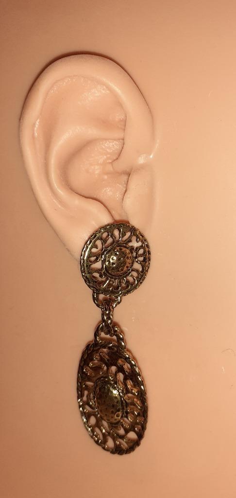 oorstekers vintage brons ornamenten '80, Bijoux, Sacs & Beauté, Boucles d'oreilles, Neuf, Puces ou Clous, Autres matériaux, Brun