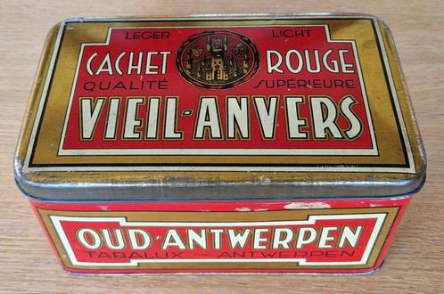 ancienne boîte à tabac old antwerpen, Collections, Boîte en métal, Utilisé, Café, Autres marques, Enlèvement ou Envoi