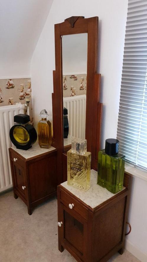 Coiffeuse ancienne avec grand miroir et deux armoires en mar, Maison & Meubles, Tables | Coiffeuses, Utilisé, 150 à 200 cm, 100 à 150 cm