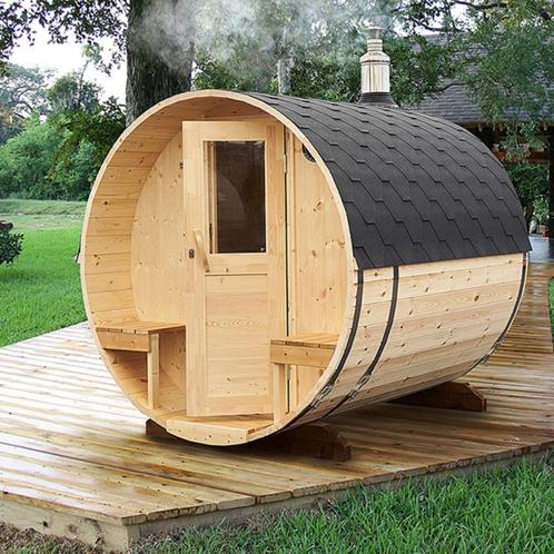 Barrelsauna 240 Thermowood, Sport en Fitness, Sauna, Nieuw, Complete sauna, Fins of Traditioneel, Ophalen of Verzenden