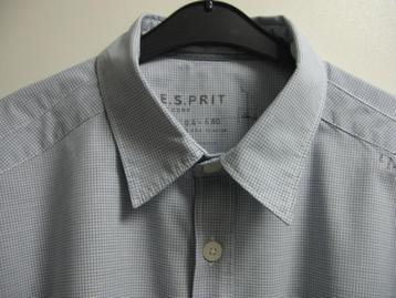 Lichtblauw ruitjes hemd met LM van Esprit, maat M