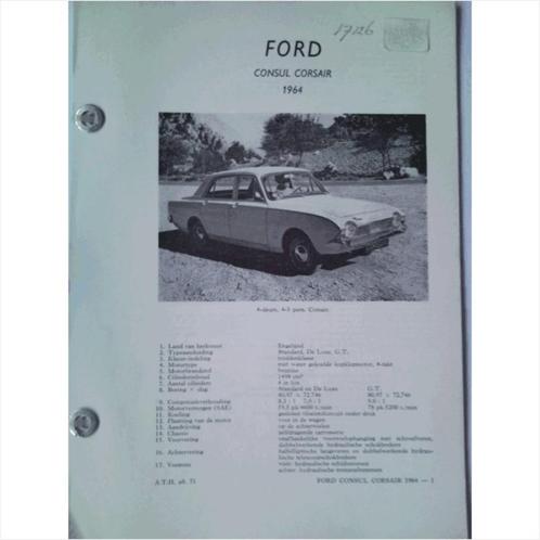 Ford Consul Corsair Vraagbaak losbladig 1964 #1 Nederlands, Boeken, Auto's | Boeken, Gelezen, Ford, Ophalen of Verzenden