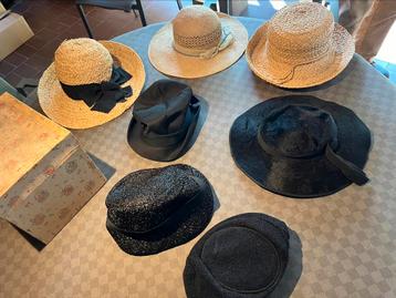 7 vintage hoeden jaren 40, 50 en jaren 70 en 80