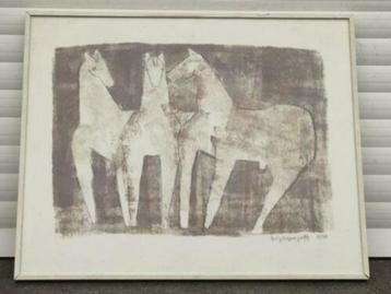 lithographie chevaux signe