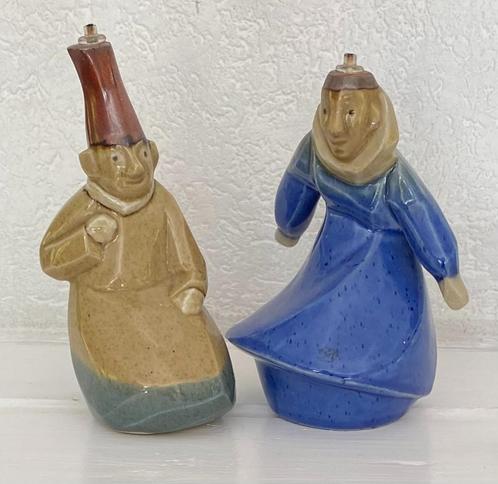 Beeldenpaar als olielamp in keramiek, Antiquités & Art, Art | Sculptures & Bois, Enlèvement ou Envoi