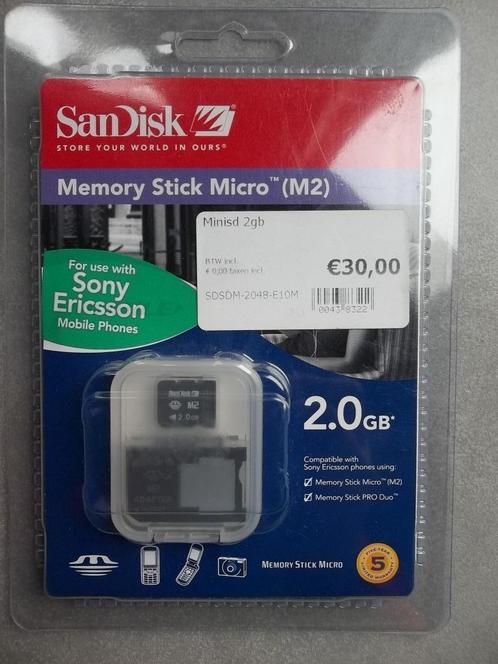nieuw geheugenkaart ,memory stick micro 2.0 GB SAN DISK foto, Audio, Tv en Foto, Foto | Geheugenkaarten, Nieuw, Memory stick, 2 GB