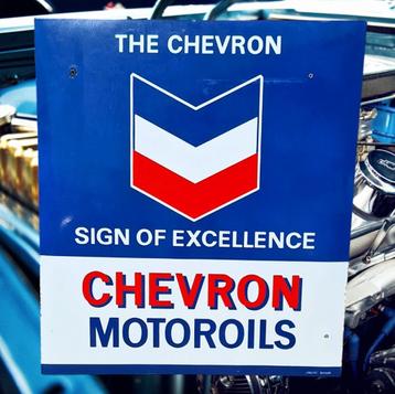 XL emaille reclamebord Chevron Motoroil😎