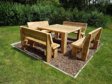 Tuinbank met of zonder rugleuning tuintafel sloophout horeca