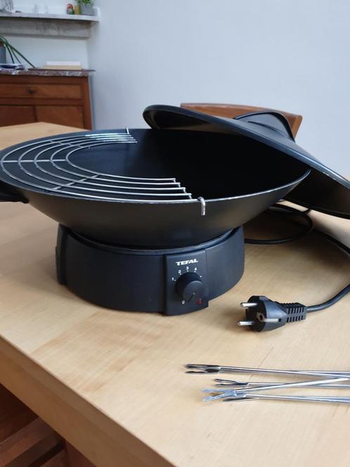 Tefal electrische wok en fonduepan, Electroménager, Fondue, Utilisé, Poêle à fondue, Enlèvement ou Envoi