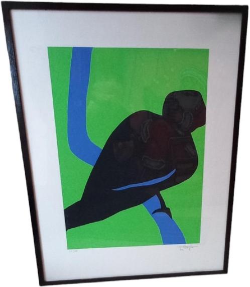 gesigneerde kleurrijke litho "de vogel", Antiquités & Art, Art | Lithographies & Sérigraphies, Enlèvement