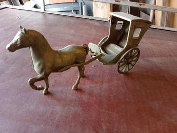 Cheval avec calèche (chariot de médecin) cuivre/bronze 