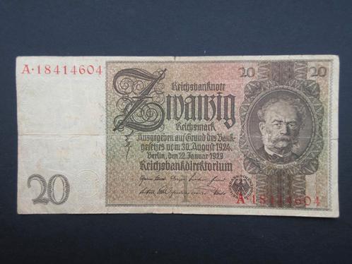 20 Reichsmark 1929 Allemagne p-181a (01) WW2, Timbres & Monnaies, Billets de banque | Europe | Billets non-euro, Billets en vrac