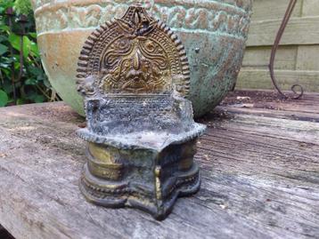 Lampe à huile votive indienne Pooja en bronze antique