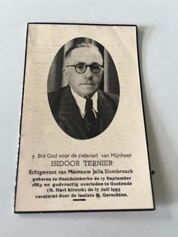 Rouwkaart I.Ternier  Oostduinkerke 1883 + Oostende 1953