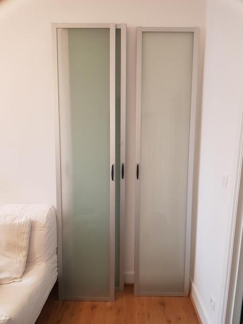 5 Portes Ikea PAX aluminium et verre dépoli, Maison & Meubles, Armoires | Penderies & Garde-robes, Comme neuf, 200 cm ou plus