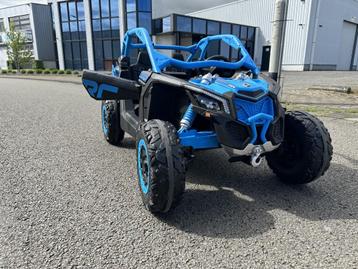 24V CAN-AM Maverick buggy blauw 2 persoons, 4WD- MP4 – leder
