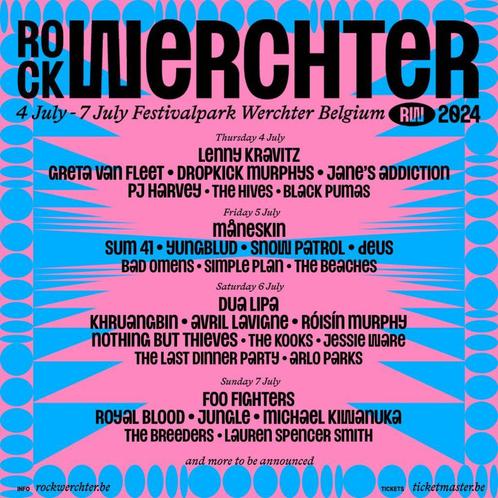 Rock Werchter 24 - 2x combi ticket + camping The Hive, Tickets & Billets, Événements & Festivals