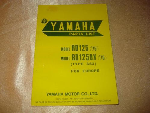YAMAHA RD125 - RD125DX Ancien Catalogue des Pièces Détachées, Motos, Modes d'emploi & Notices d'utilisation, Yamaha, Enlèvement ou Envoi