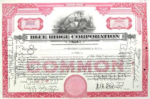 Blue Ridge Company (Goldman Sachs schandaal) uit 1936, Timbres & Monnaies, Actions & Titres, Certificat d'action, 1920 à 1950