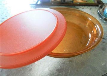 Tupperware : plat en forme d'assiette, avec couvercle