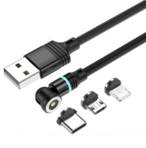 Câble de charge magnétique 540 pour USB-C, USB-Micro ou IOS, Télécoms, Téléphonie mobile | Accessoires & Pièces, Neuf, Enlèvement ou Envoi