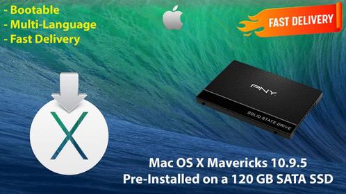 OS X Mavericks 10.9.5 VoorGeïnstalleerd op PNY SSD van 120GB, Computers en Software, Besturingssoftware, Nieuw, MacOS, Verzenden
