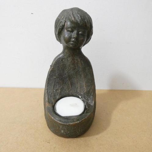Geert Kunen - jongen waxine licht [904], Antiquités & Art, Art | Sculptures & Bois, Enlèvement ou Envoi
