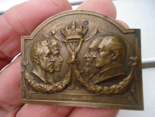Médaille plaquette 1903 Charbonnages Mariemont - Bascoup, Timbres & Monnaies, Pièces & Médailles, Bronze, Enlèvement