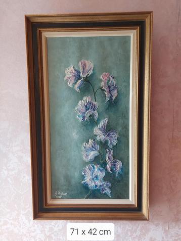 Prachtige Limoges emaillelijst met paarse bloemen