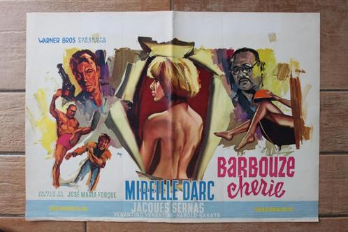 filmaffiche Mireille Darc Barbouze Cherie 1966 filmposter, Verzamelen, Posters, Zo goed als nieuw, Film en Tv, A1 t/m A3, Rechthoekig Liggend