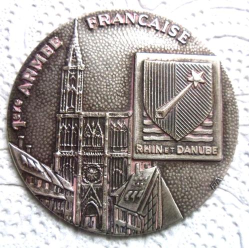 Plaquette/médaille France 1ère armée française Rhin et Danub, Timbres & Monnaies, Pièces & Médailles, Autres matériaux, Envoi