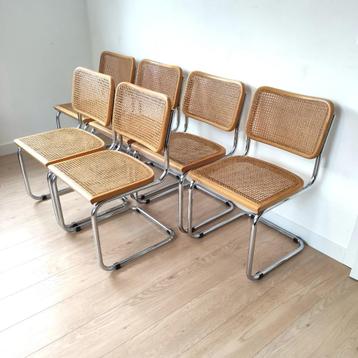 Set de 6 chaises vintage Cesca en bois clair - Marcel Breuer