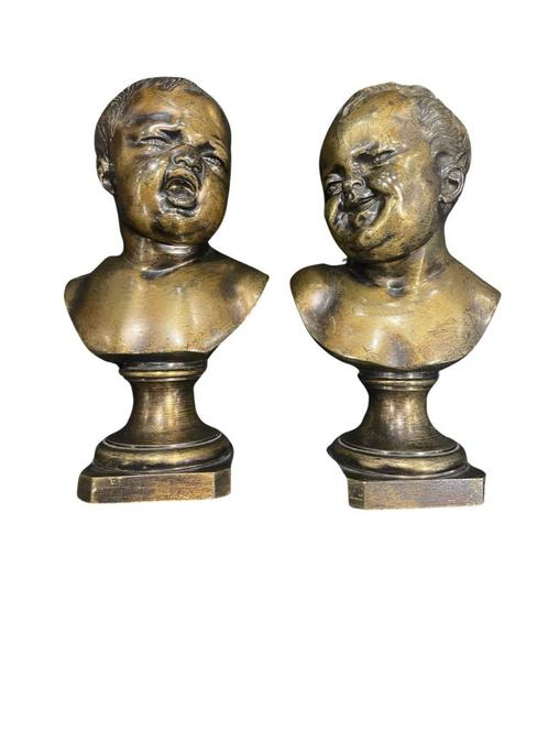 Bronzes "Jean qui Rit et Jean qui Pleure" par Chardigny, Antiquités & Art, Antiquités | Bronze & Cuivre, Bronze, Enlèvement ou Envoi