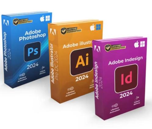 Pack Adobe (PS - AI - ID) 2024, Informatique & Logiciels, Logiciel d'Édition, Neuf, MacOS, Windows, Autre, Enlèvement