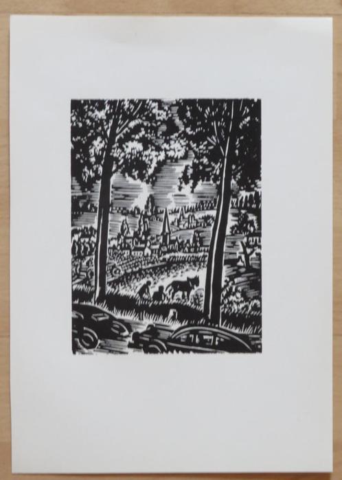 Houtsnede Frans Masereel: Het Pajottenland, Antiquités & Art, Art | Eaux-fortes & Gravures, Envoi