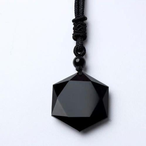 Zwarte Obsidiaan aan koord, Bijoux, Sacs & Beauté, Colliers, Neuf, Noir, Enlèvement ou Envoi