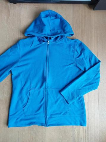 Yessica : blauw turquoise vest met kap hoodie , mt L