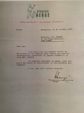 Hergé lettre 