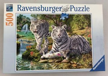 Chats prédateurs blancs Family Tiger 500 pièces Puzzle Raven