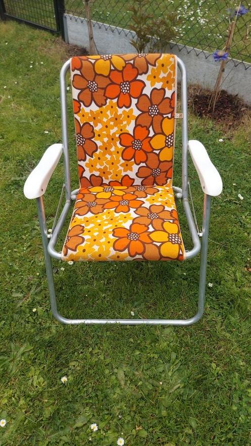 Chaise pliante vintage Kettler, motif floral, années 1970, Caravanes & Camping, Meubles de camping, Utilisé, Chaise de camping
