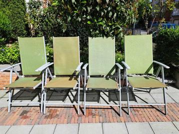 Lot de 4 fauteuils de jardin multi-positions vert-lime