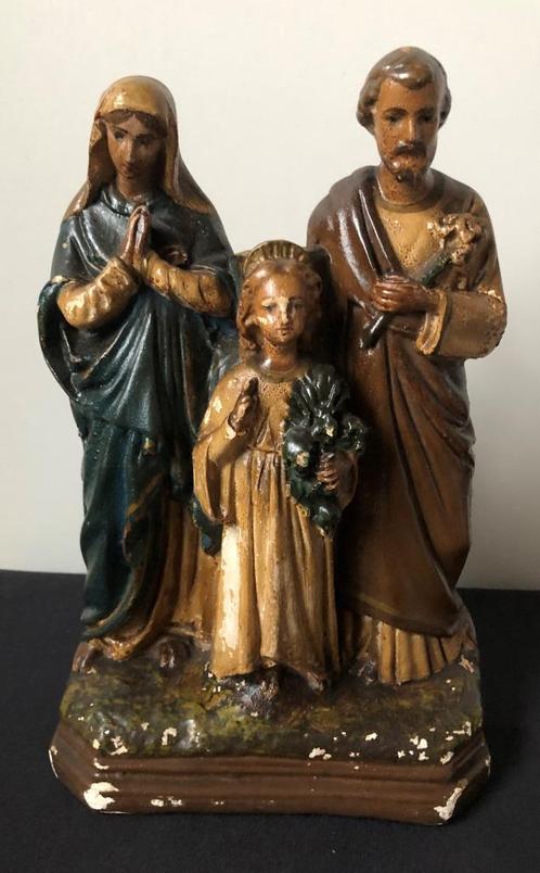 Belle statue : Sainte Famille - Plâtre - 33 cm, Antiquités & Art, Antiquités | Objets religieux, Enlèvement ou Envoi