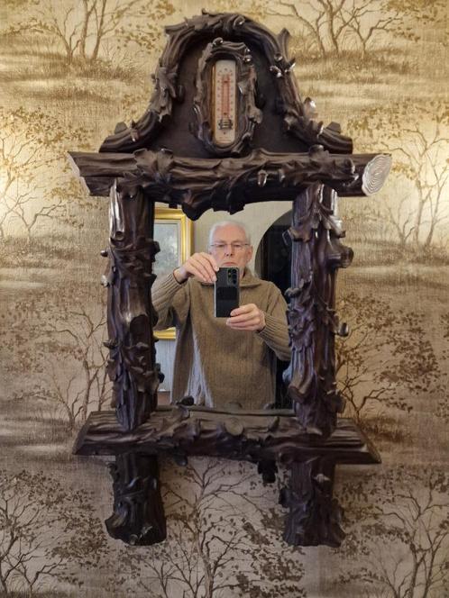 Miroir ancien avec cadre en bois sculpté main, Antiquités & Art, Antiquités | Miroirs, Enlèvement