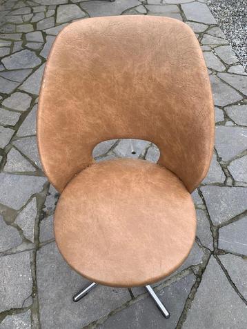 Vintage/retro bruine zitstoel (4x) - draaibaar