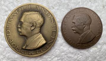 Medaille, penning 2X Rode Kruis NL, Karl Landsteiner GR+KL