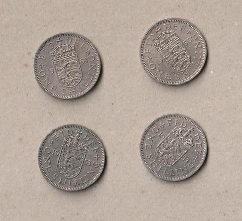 UK : 4 x 1 shilling (2x 1953, 1x 1956 et 1x 1963), Timbres & Monnaies, Monnaies | Europe | Monnaies non-euro, Série, Autres pays