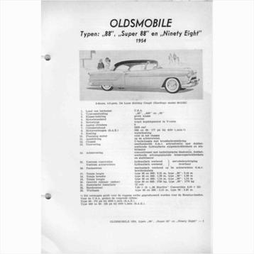 Oldsmobile 88 Super 88 Ninety eight Vraagbaak losbladig 1954