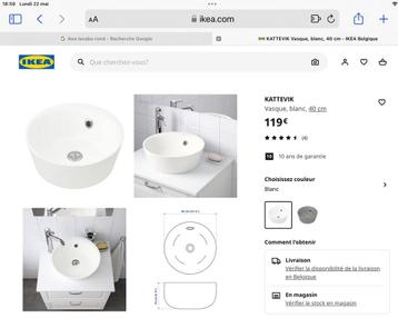 Lavabo blanc IKEA rond kattevik 