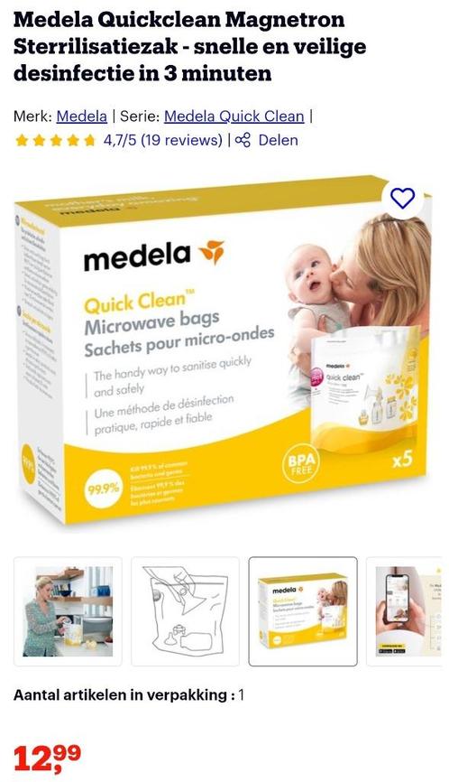 Medela Quick Clean - magnetron sterilisatiezakjes, Kinderen en Baby's, Babyvoeding en Toebehoren, Nieuw, Sterilisator, Ophalen of Verzenden