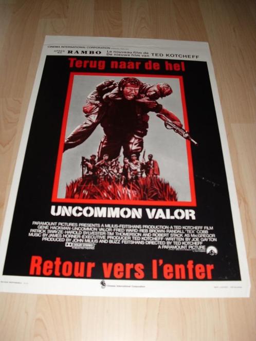filmaffiche Uncommon Valor 1983 Gene Hackman filmposter, Collections, Posters & Affiches, Comme neuf, Cinéma et TV, A1 jusqu'à A3